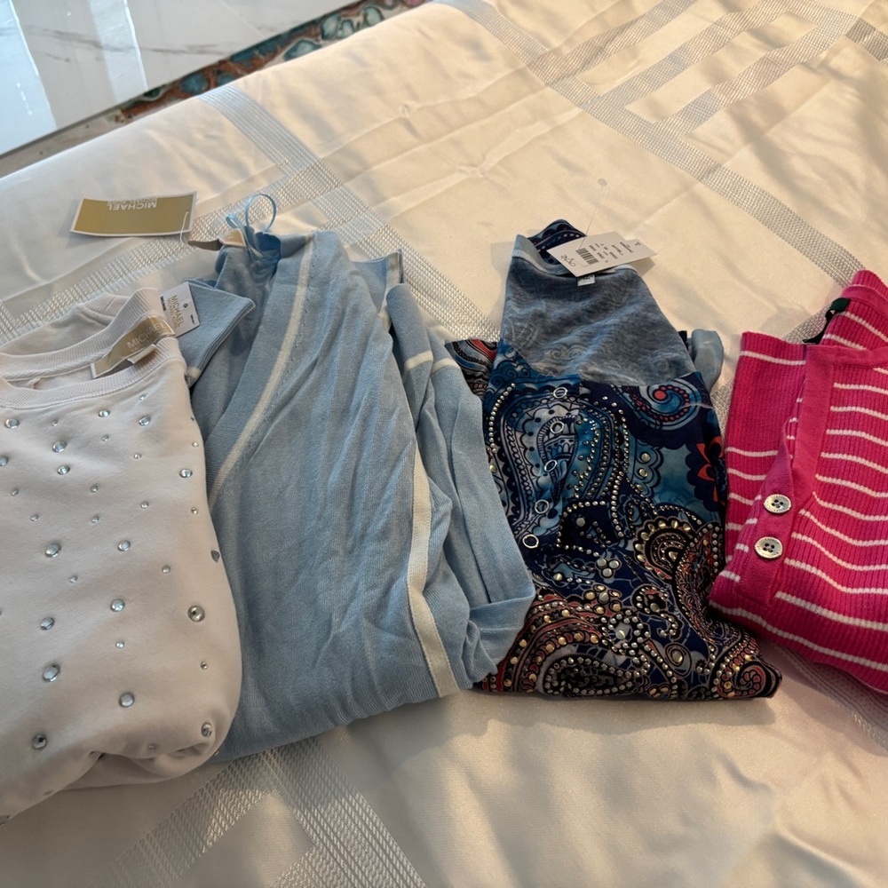 Michael Kors Long Sleeve Tops in White, Blue, and Pink. New or like new